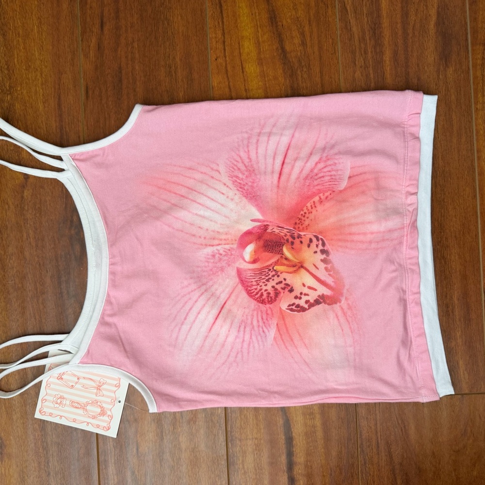 BNWT Pink Orchid Summer Graphic Tank Top Cami - Picture 6 of 6